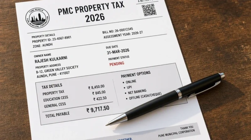 PMC Property Tax 2026: A laptop and smartphone displaying the online property tax payment portal for Pune Municipal Corporation